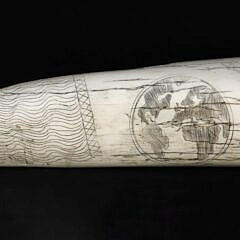 19th Century Scrimshaw Walrus Tusk, Engraved on Both Sides