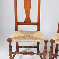 Pair of Maine Queen Anne Rush Seat Chairs, 18th Century