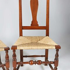 Pair of Maine Queen Anne Rush Seat Chairs, 18th Century