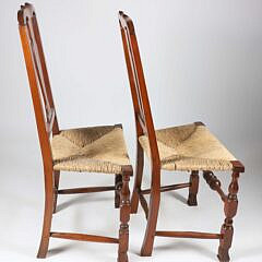 Pair of Maine Queen Anne Rush Seat Chairs, 18th Century