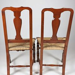 Pair of Maine Queen Anne Rush Seat Chairs, 18th Century