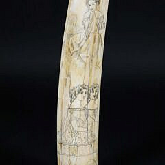 American Scrimshaw Antique Walrus Tusk, 19th Century