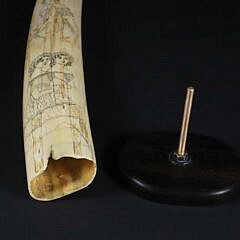 American Scrimshaw Antique Walrus Tusk, 19th Century