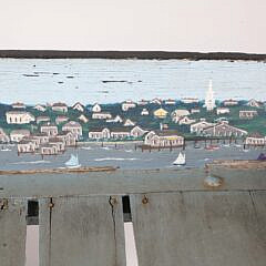 Gerry Scheide “Nantucket Harbor View” Decorated Antique Buggy Bench