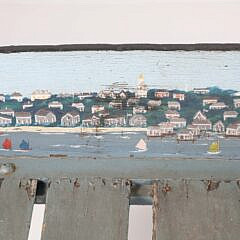 Gerry Scheide “Nantucket Harbor View” Decorated Antique Buggy Bench