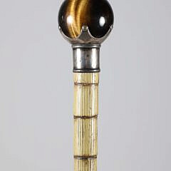 139-7000 19th Century Tiger’s Eye Ball Grip Walking Stick A 5620_2 JPG