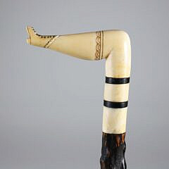 Whaleman Made Antique Whale Ivory Naughty Leg Cane