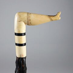 Whaleman Made Antique Whale Ivory Naughty Leg Cane
