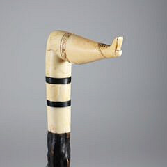Whaleman Made Antique Whale Ivory Naughty Leg Cane