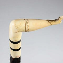 Whaleman Made Antique Whale Ivory Naughty Leg Cane