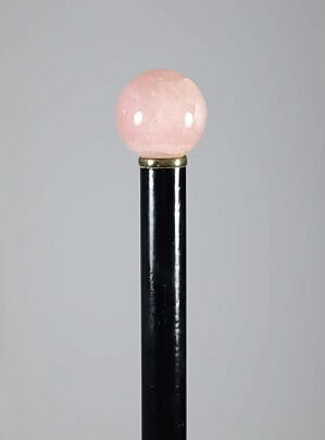 Rose Quartz Ball Walking Stick, 19th Century