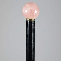 Rose Quartz Ball Knob Walking Stick, 19th Century