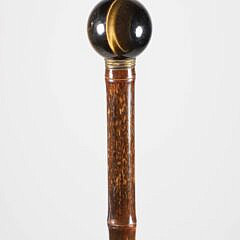 Tiger’s Eye Orb Grip Walking Stick, 19th Century