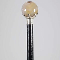 Agate and Sterling Silver Walking Stick, 19th Century