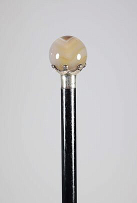 Agate and Sterling Silver Walking Stick, 19th Century