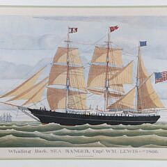 R.R. Newell Lithograph “Whaling Bark, Sea Ranger, Capt. Wm Lewis 1866”