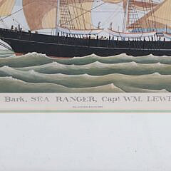R.R. Newell Lithograph “Whaling Bark, Sea Ranger, Capt. Wm Lewis 1866”