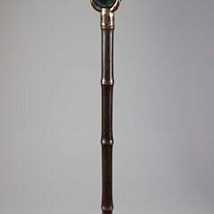 English Green Quartz Ball Walking Stick, 19th Century