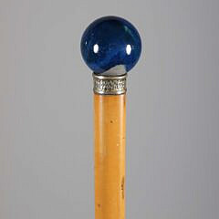 Blue Stone Orb Grip Walking Stick, 19th Century