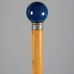 Blue Stone Orb Grip Walking Stick, 19th Century