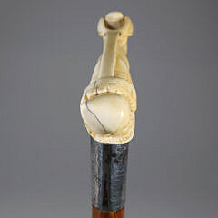 Carved Jester Leg Grip Cane, 19th Century