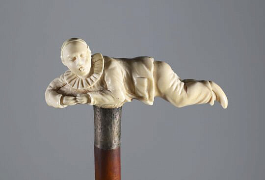 Carved Jester Grip Walking Stick, 19th Century