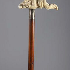 Finely Carved Jester Grip Walking Stick, 19th Century