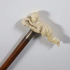 Finely Carved Jester Grip Walking Stick, 19th Century