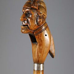 Carved Nutcracker Grip Walking Stick, 19th Century
