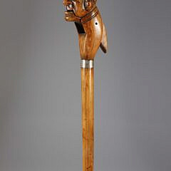 Carved Wood Nutcracker Grip Walking Stick, 19th Century