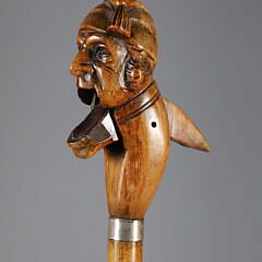 Carved Wood Nutcracker Grip Walking Stick, 19th Century