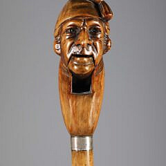 Carved Wood Nutcracker Grip Walking Stick, 19th Century