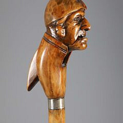 Carved Wood Nutcracker Grip Walking Stick, 19th Century