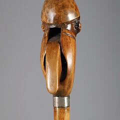 Carved Wood Nutcracker Grip Walking Stick, 19th Century