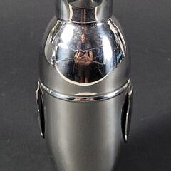 Vintage Small Size Chrome Plated Figural Penguin Cocktail Shaker