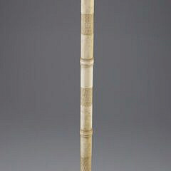 Carved L-Grip Whale Bone Cane, 19th Century