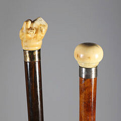 Two Whaler Made Walking Sticks, 19th Century