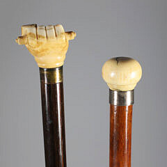 Two Whaler Made Walking Sticks, 19th Century