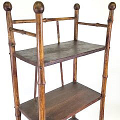 Antique Aesthetic Movement Bamboo and Pine Etagere Bookshelf