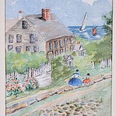 Vintage Anne H. Mellin Watercolor “Down Stone Alley, Nantucket”