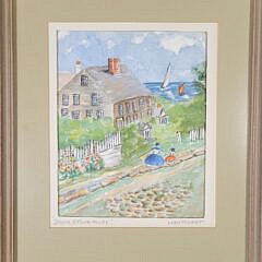 Vintage Anne H. Mellin Watercolor “Down Stone Alley, Nantucket”