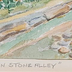 Vintage Anne H. Mellin Watercolor “Down Stone Alley, Nantucket”
