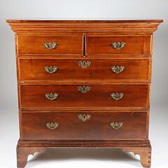 American Mahogany Two Over Three Chest of Drawers, 18th Century