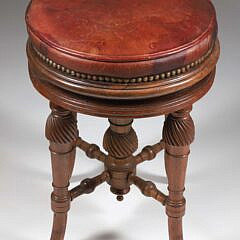 Carved Wood and Leather Piano Stool, circa 1820