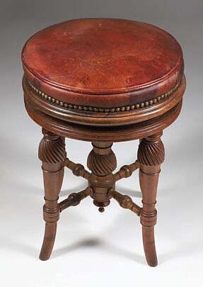 Carved Wood and Leather Piano Stool, circa 1820
