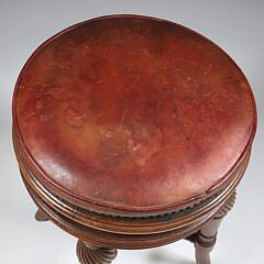 Carved Wood Leatherette Seat Piano Stool, circa 1820