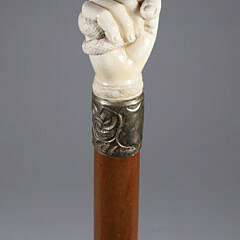 Whaler Made Clenched Fist Walking Stick, 19th Century