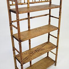 Antique Aesthetic Movement Bamboo and Pine Bookshelf