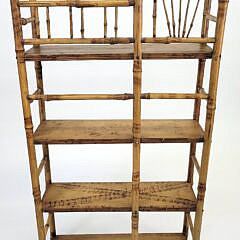 Antique Aesthetic Movement Bamboo and Pine Bookshelf