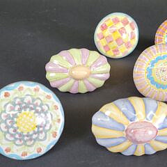 Vintage Mackenzie Childs Hand Decorated Ceramic Furniture Knob Drawer Pulls